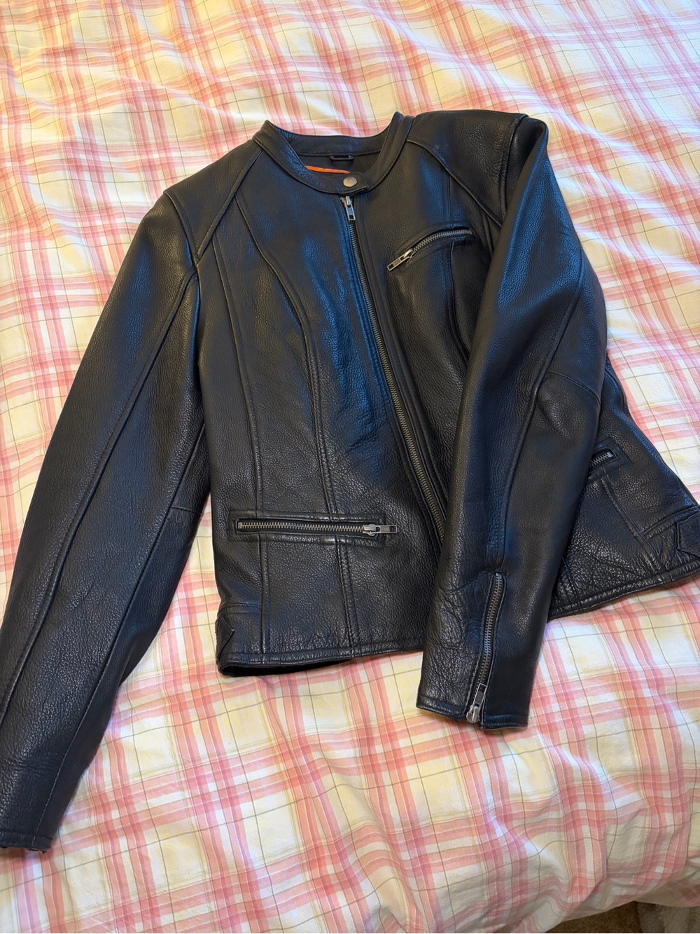 First Classics Black Genuine Leather Moto Biker Jacket